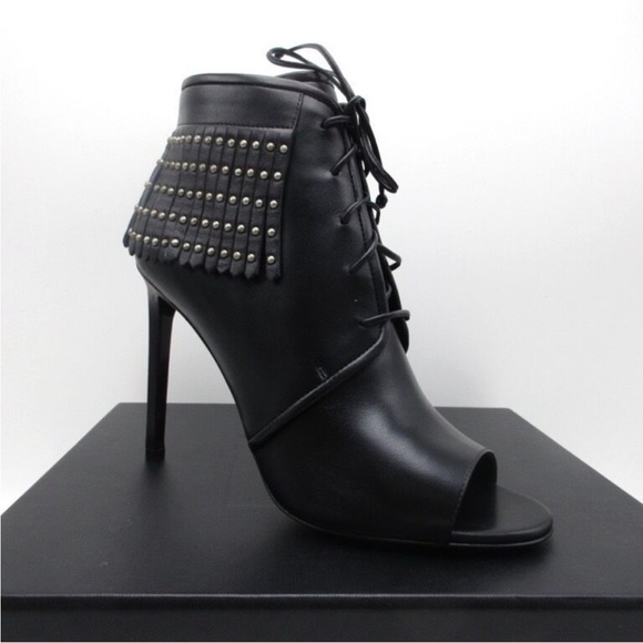 Saint Laurent Paris open toe fringe booties NEW - Picture 2 of 9